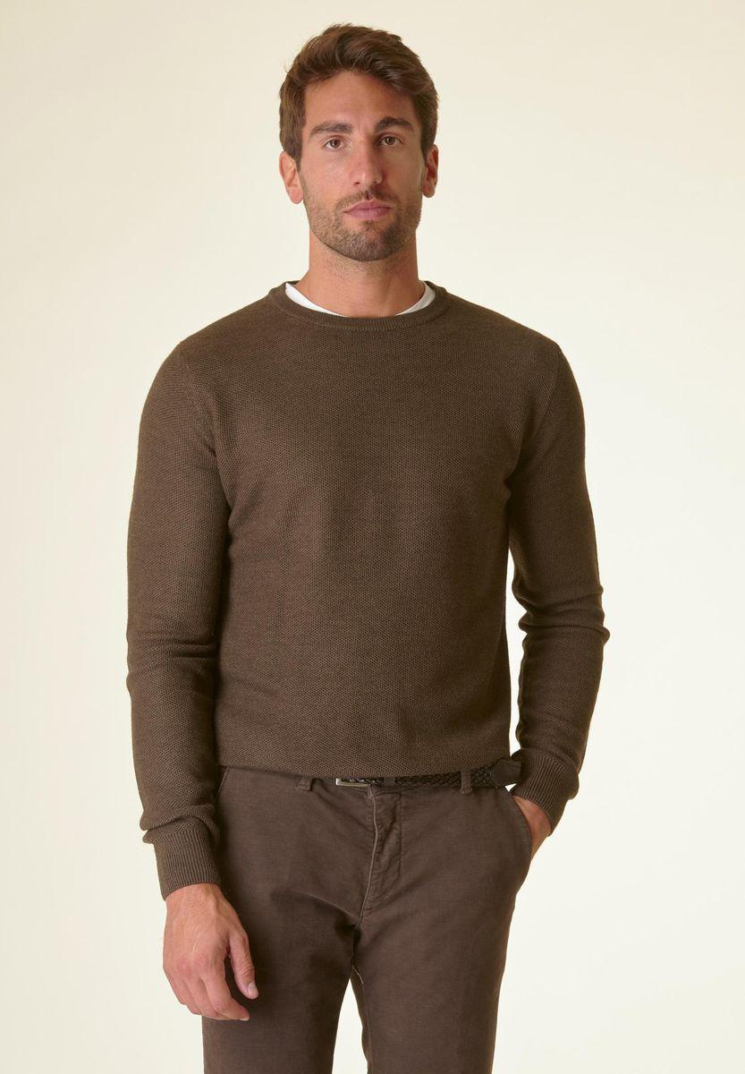 Angelico Girocollo marrone grana di riso misto lana