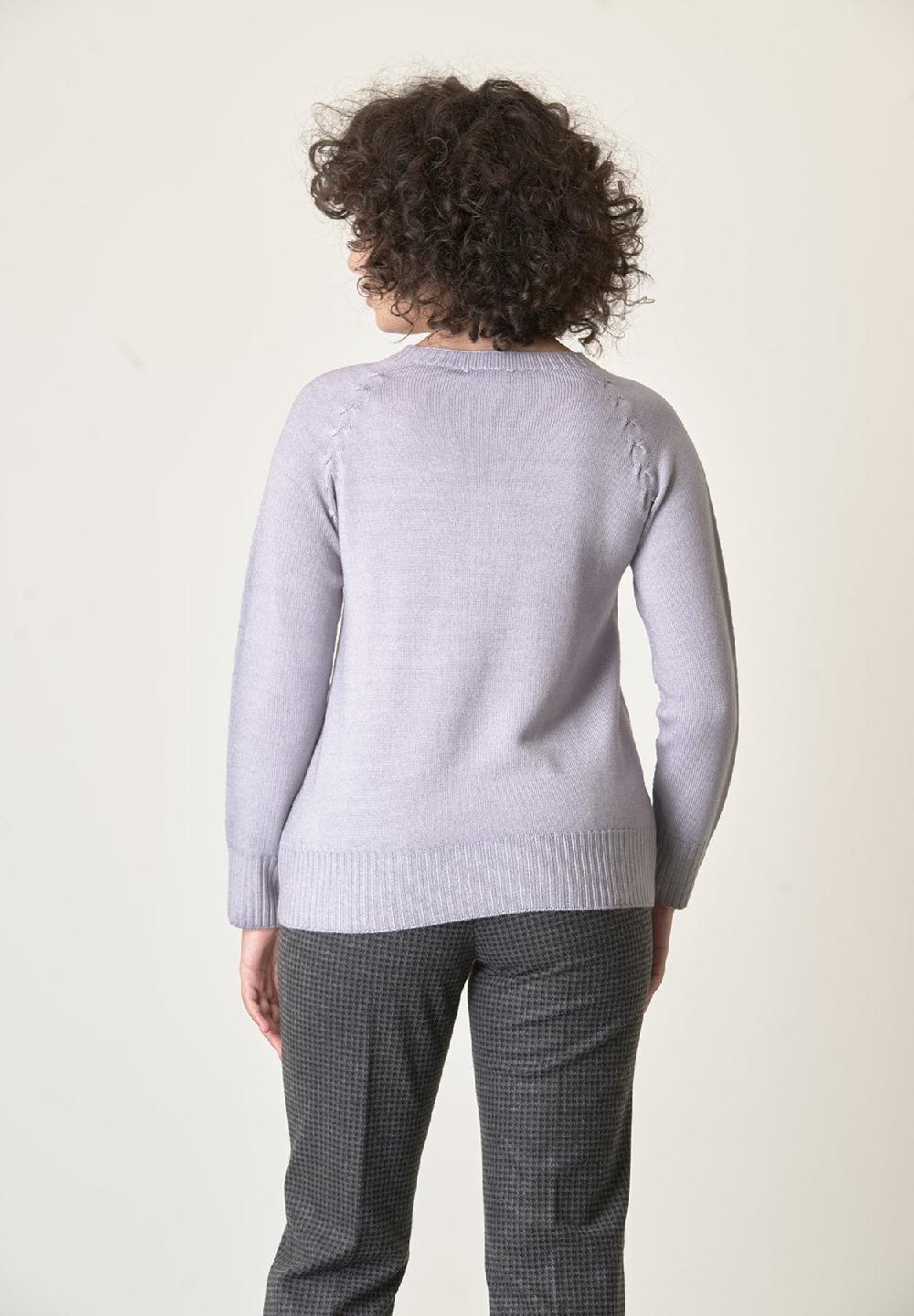 Angelico Girocollo Perla Lana Merinos Treccia Raglan