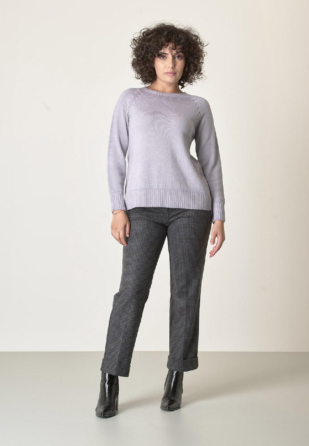 Angelico Girocollo perla lana merinos treccia raglan