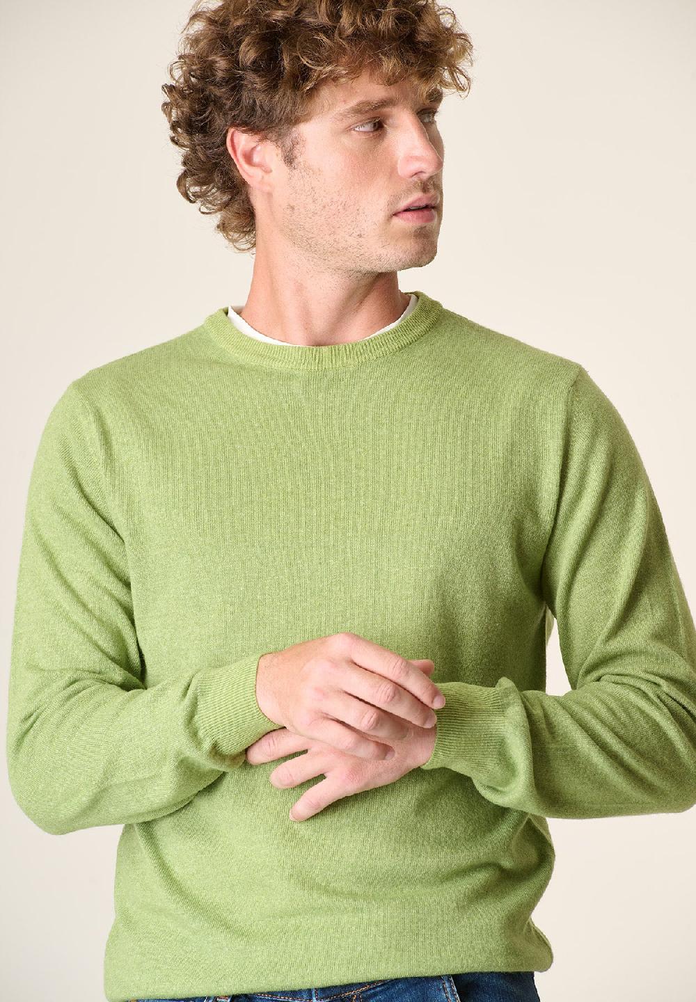 Angelico Girocollo Verde Pistacchio Chiaro Misto Cashmere