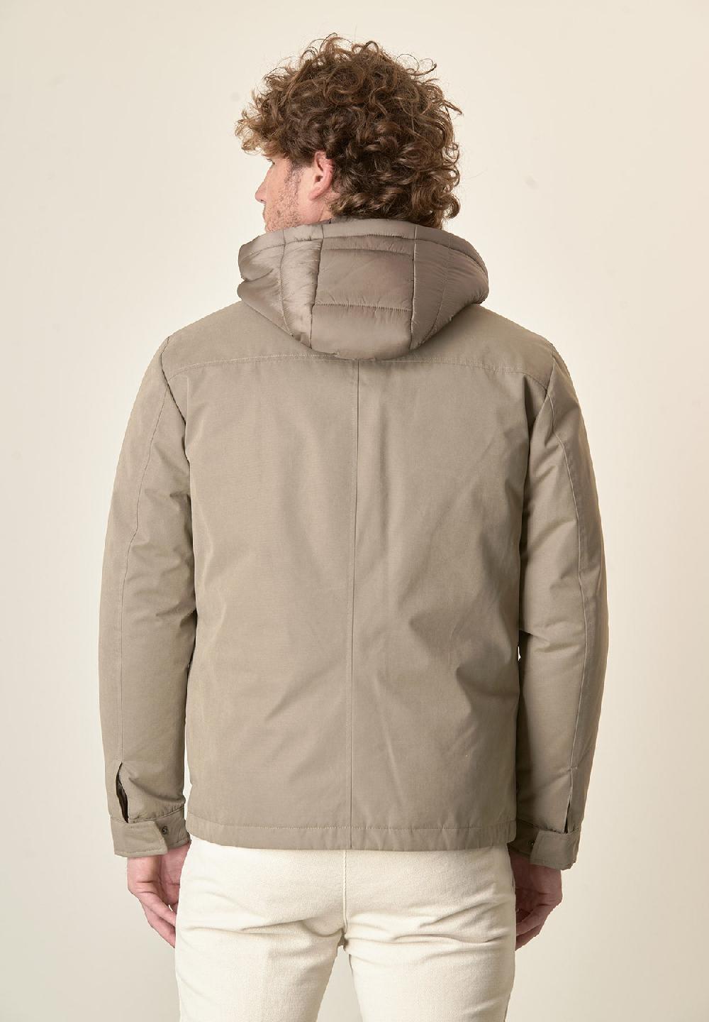 Angelico Giubbotto Beige 4 Tasche Cappuccio E Pettorina Removibili