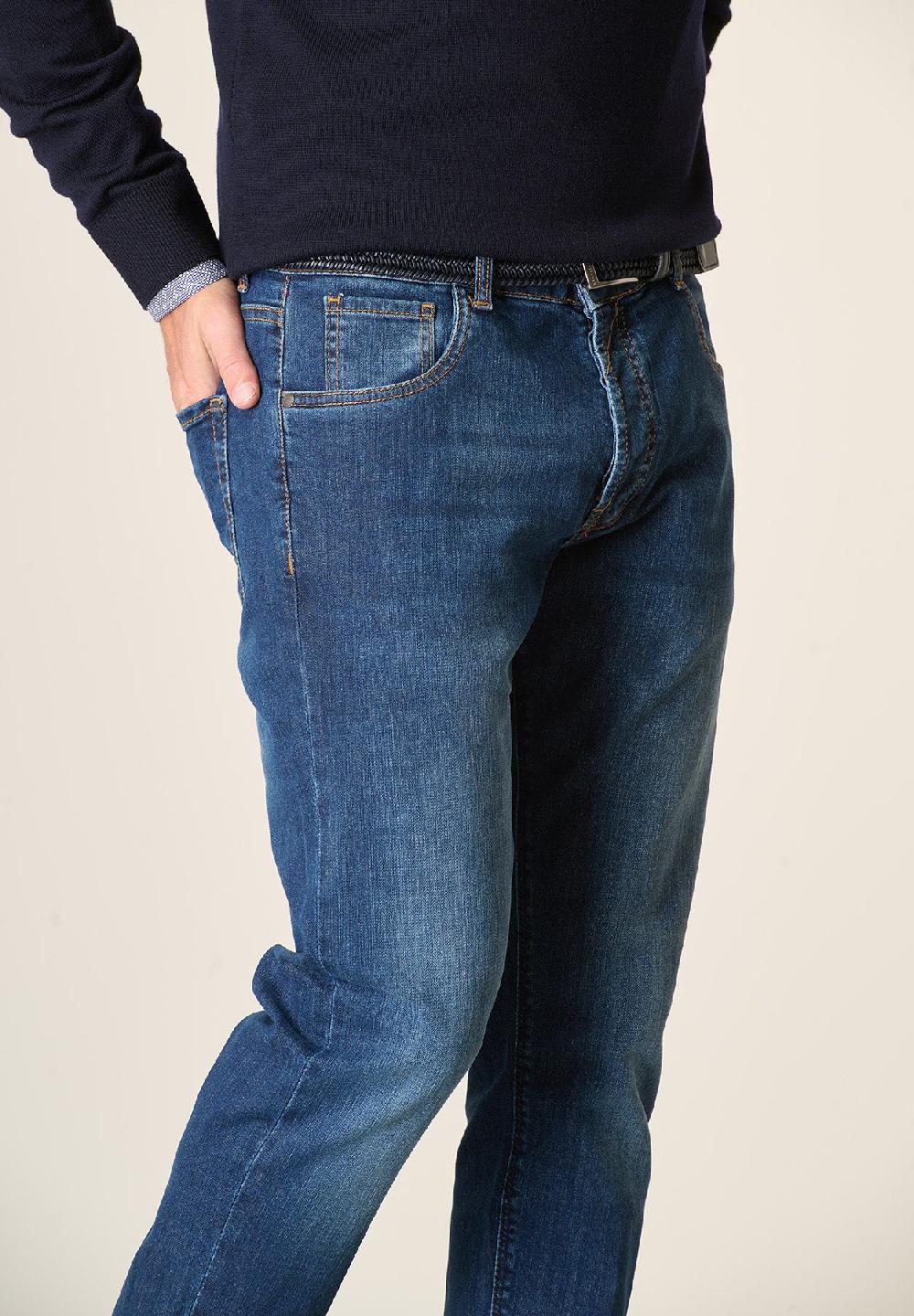 Angelico Jeans Lavaggio Scuro Cotone Stretch Slim Fit