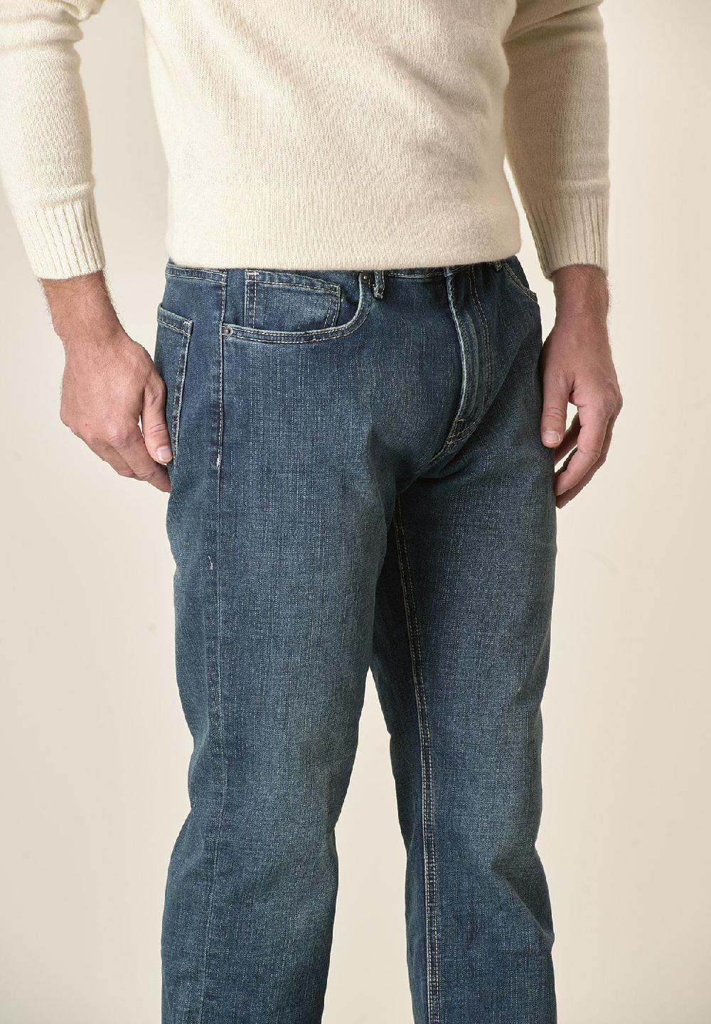 Angelico Jeans Scuro 5 Tasche Cotone Stretch Regular Fit