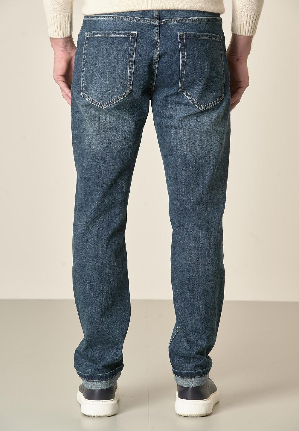 Angelico Jeans Scuro 5 Tasche Cotone Stretch Regular Fit