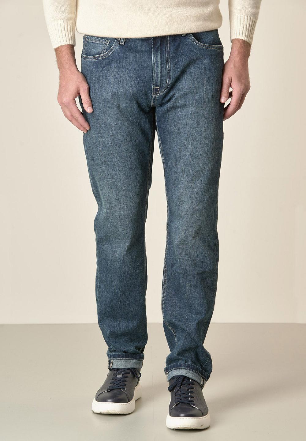 Angelico Jeans scuro 5 Tasche cotone stretch regular fit