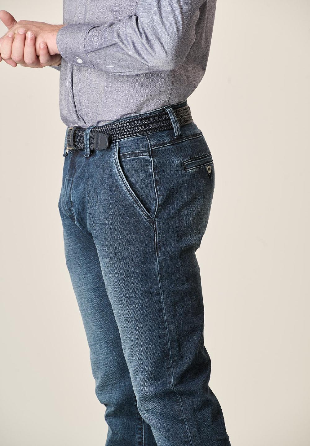 Angelico Jeans Scuro Cotone Stretch Tasche America Slim Fit