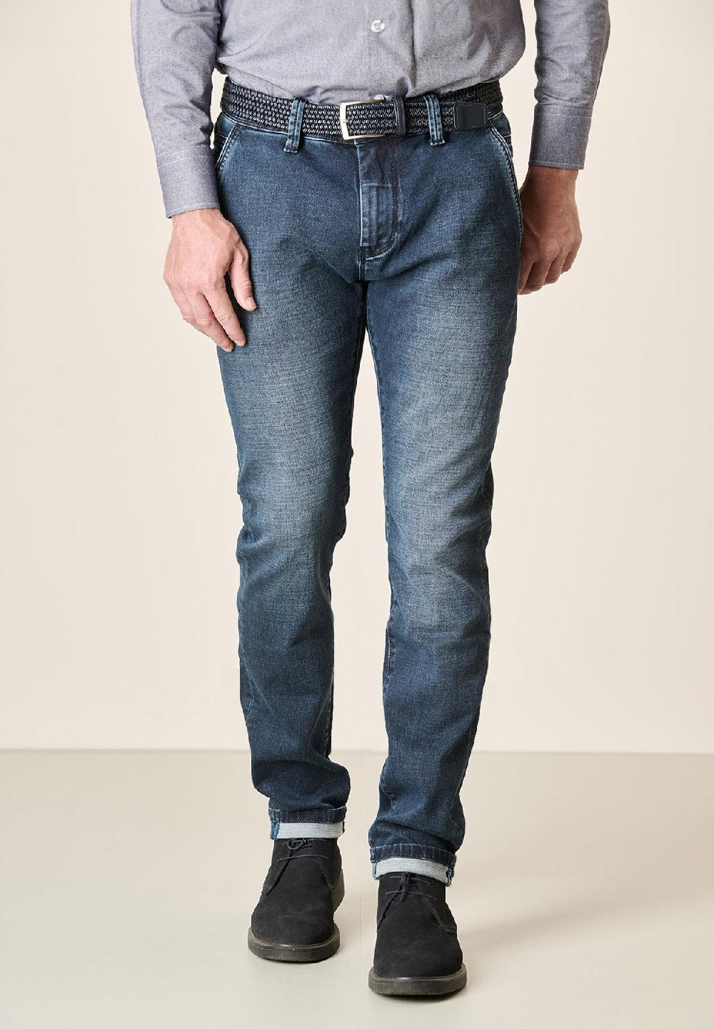 Angelico Jeans scuro cotone stretch tasche america slim fit