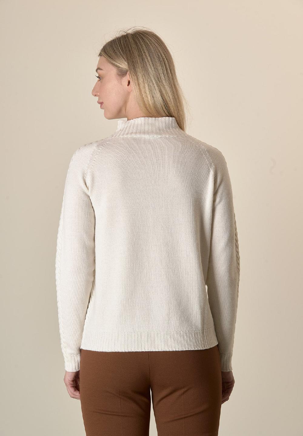 Angelico Lupetto Ecrù Dettaglio Treccia Lana Merinos