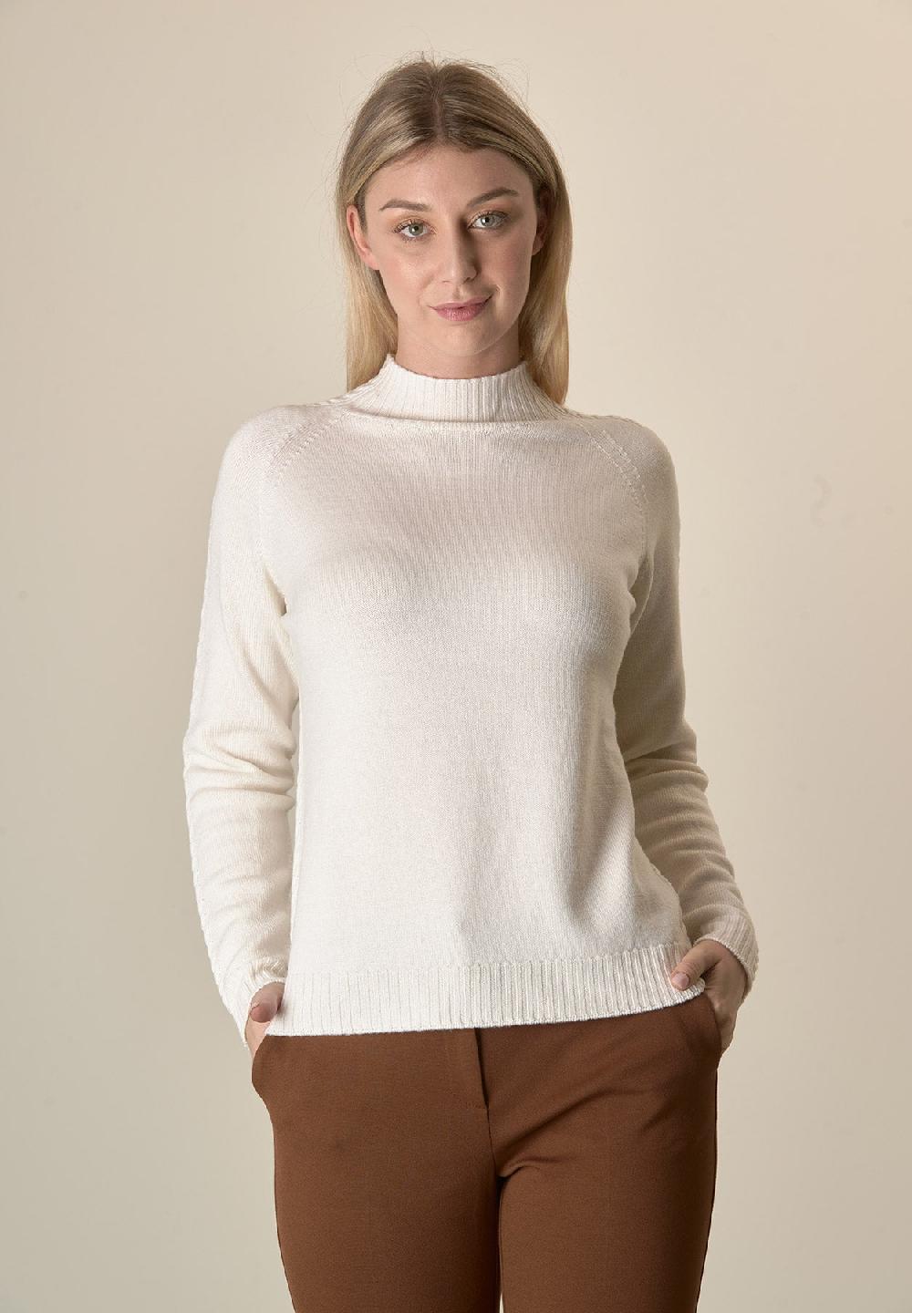 Angelico Lupetto ecrù dettaglio treccia lana merinos