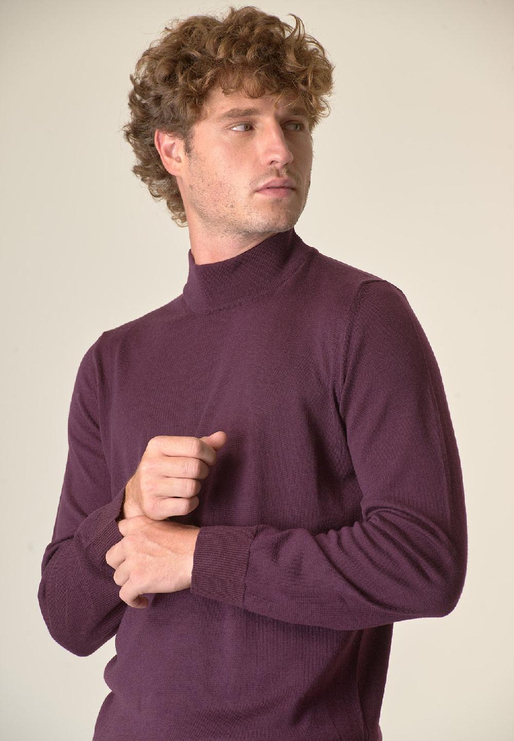 Angelico Lupetto Viola Melanzana Lana Merinos Extrafine