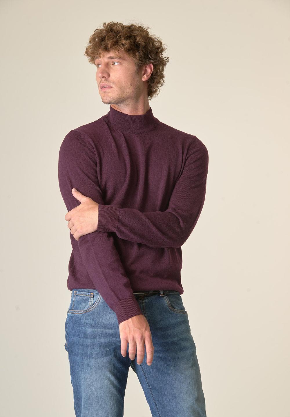 Angelico Lupetto viola melanzana lana merinos extrafine