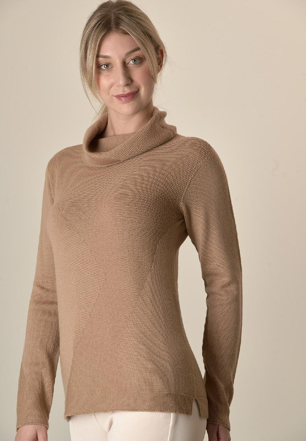 Angelico Maglia Cammello Collo Anello Operata Lana Merinos