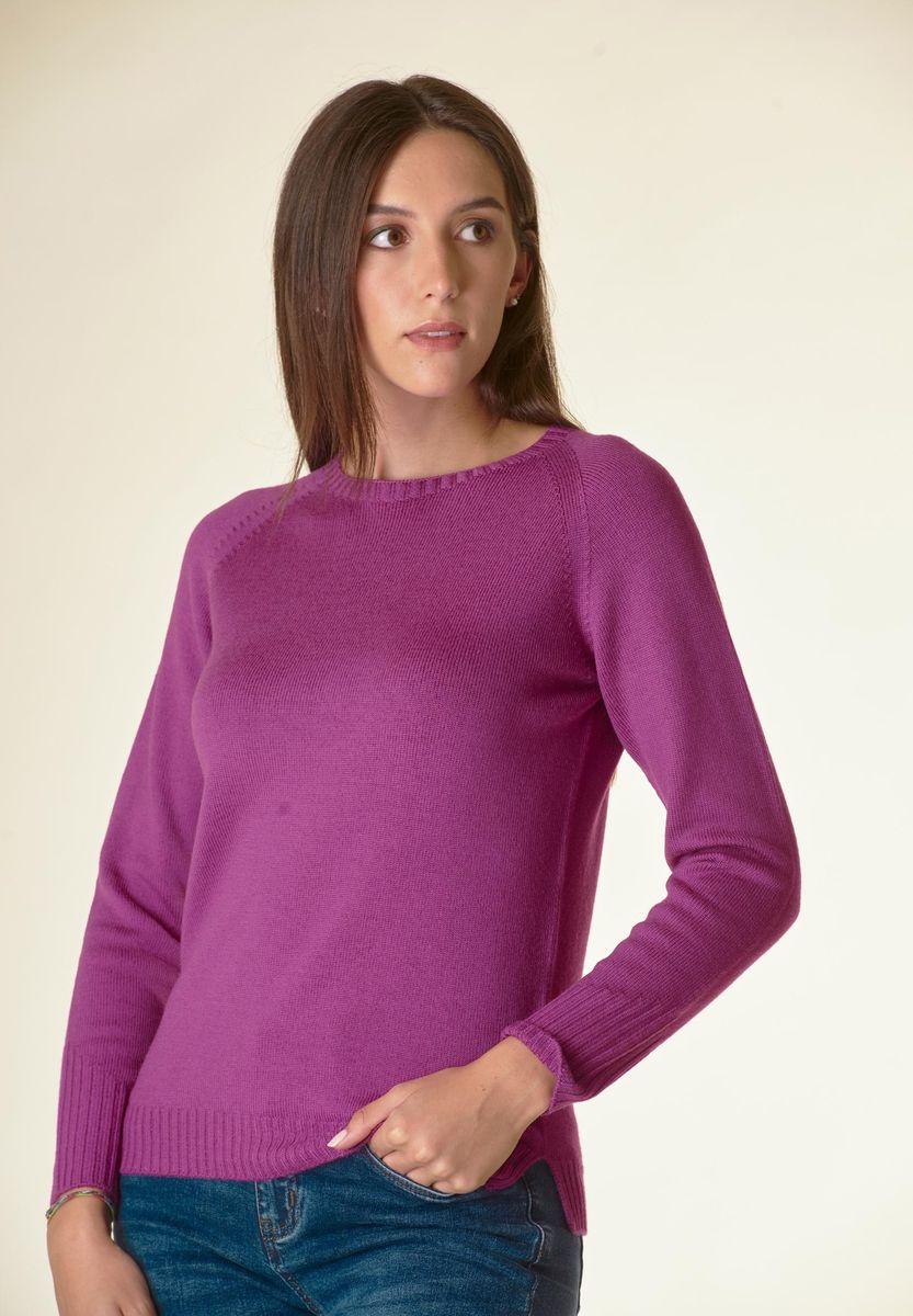 Angelico Maglia Ciclamino Girocollo Raglan Lana-Gatto