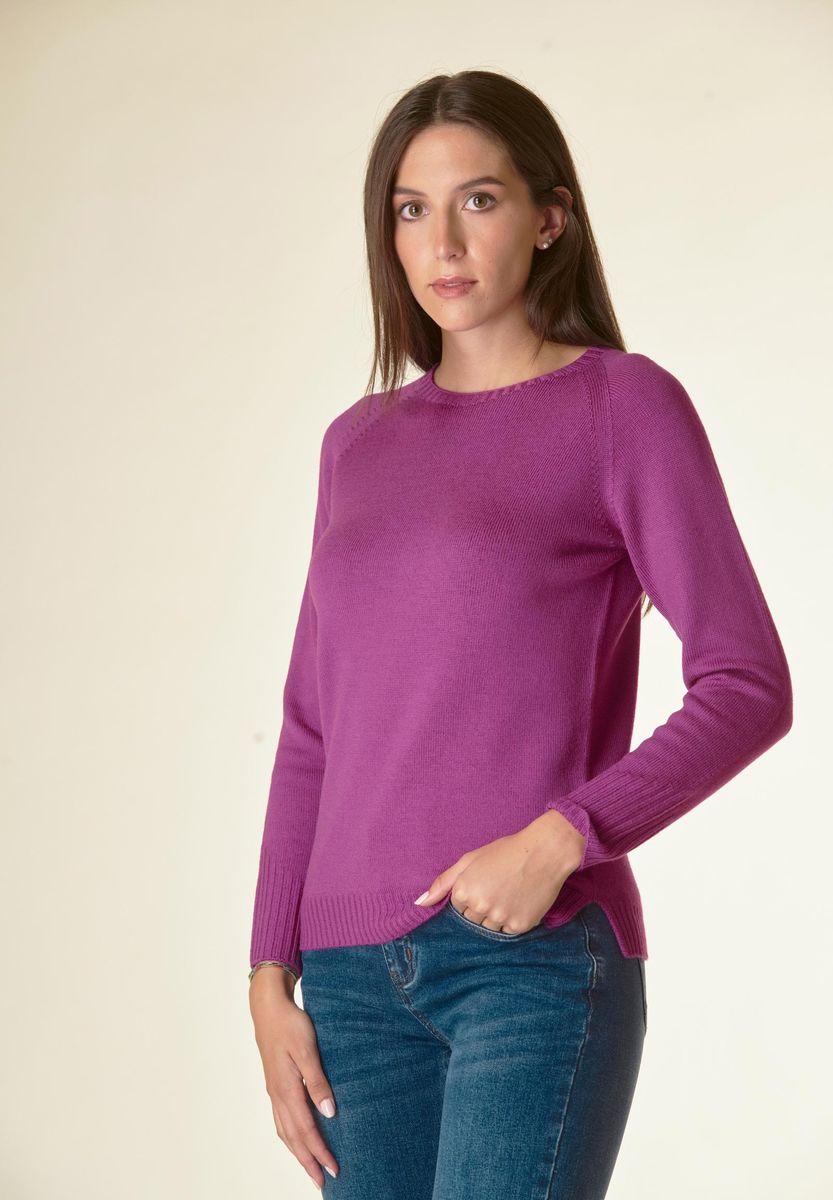 Angelico Maglia Ciclamino Girocollo Raglan Lana-Gatto