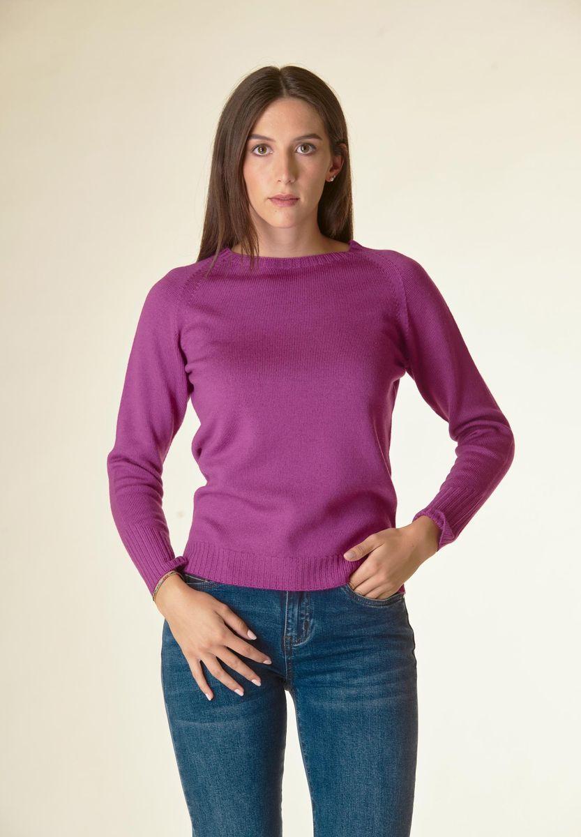 Angelico Maglia ciclamino girocollo raglan Lana-Gatto