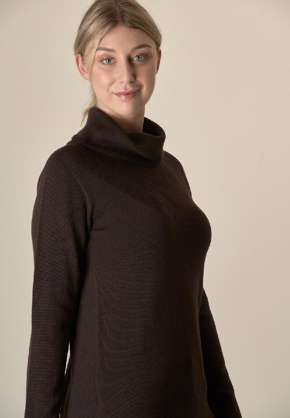 Angelico Maglia Moro Collo Anello Operata Lana Merinos