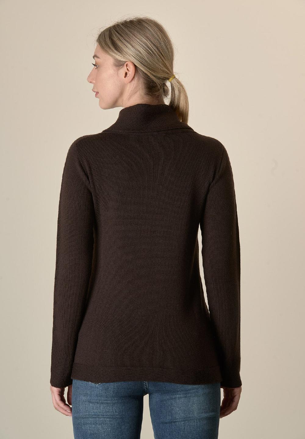 Angelico Maglia Moro Collo Anello Operata Lana Merinos