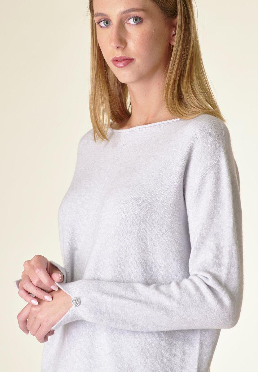 Angelico Maglia Perla Barchetta Viscosa Soft Bottoni Gioiello