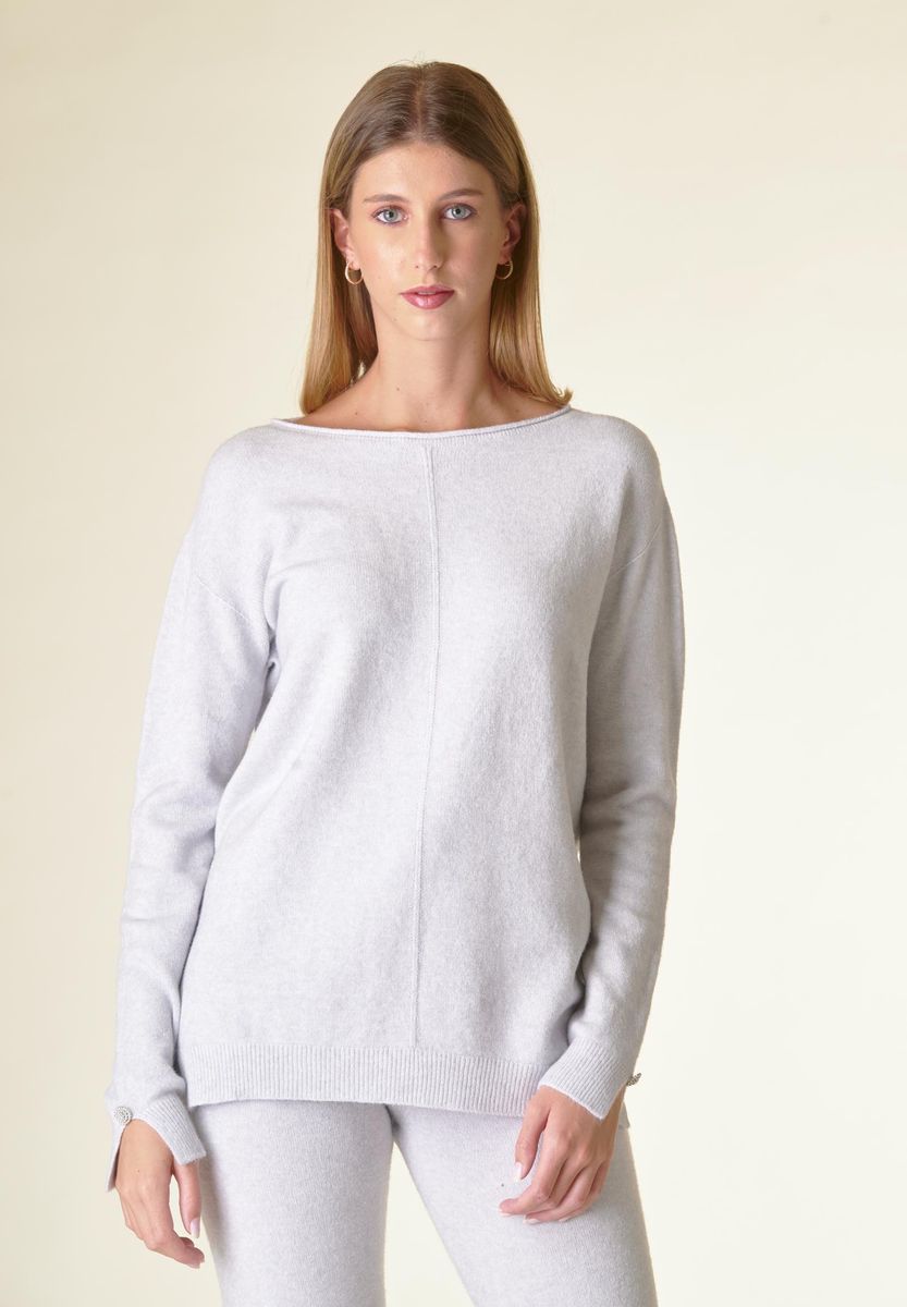 Angelico Maglia Perla Barchetta Viscosa Soft Bottoni Gioiello