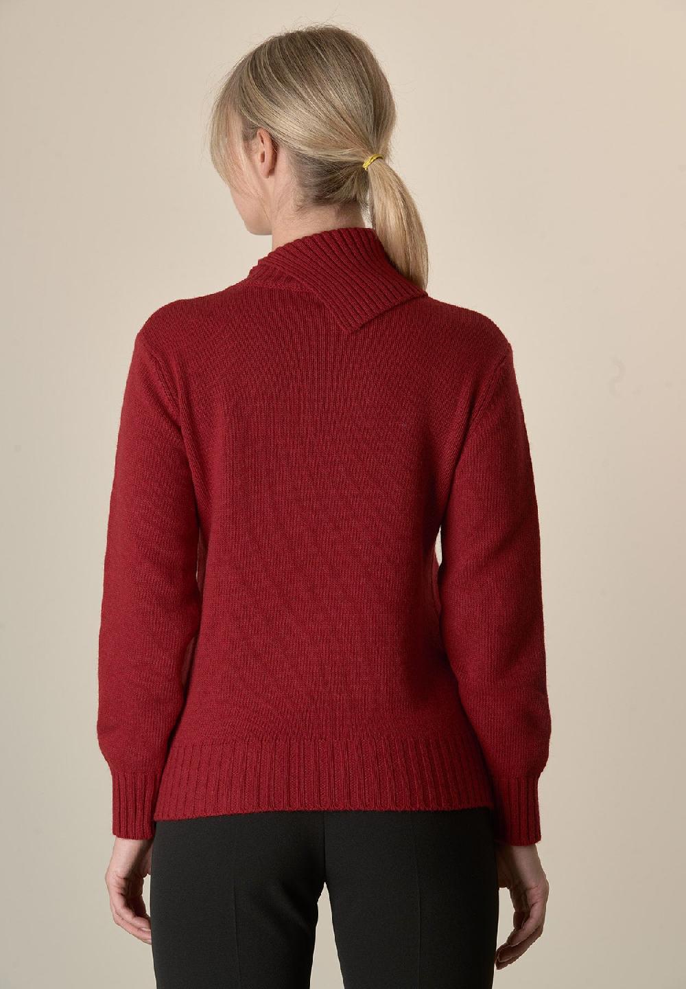 Angelico Maglia Rossa Collo Spaccato Treccia Misto Cashmere