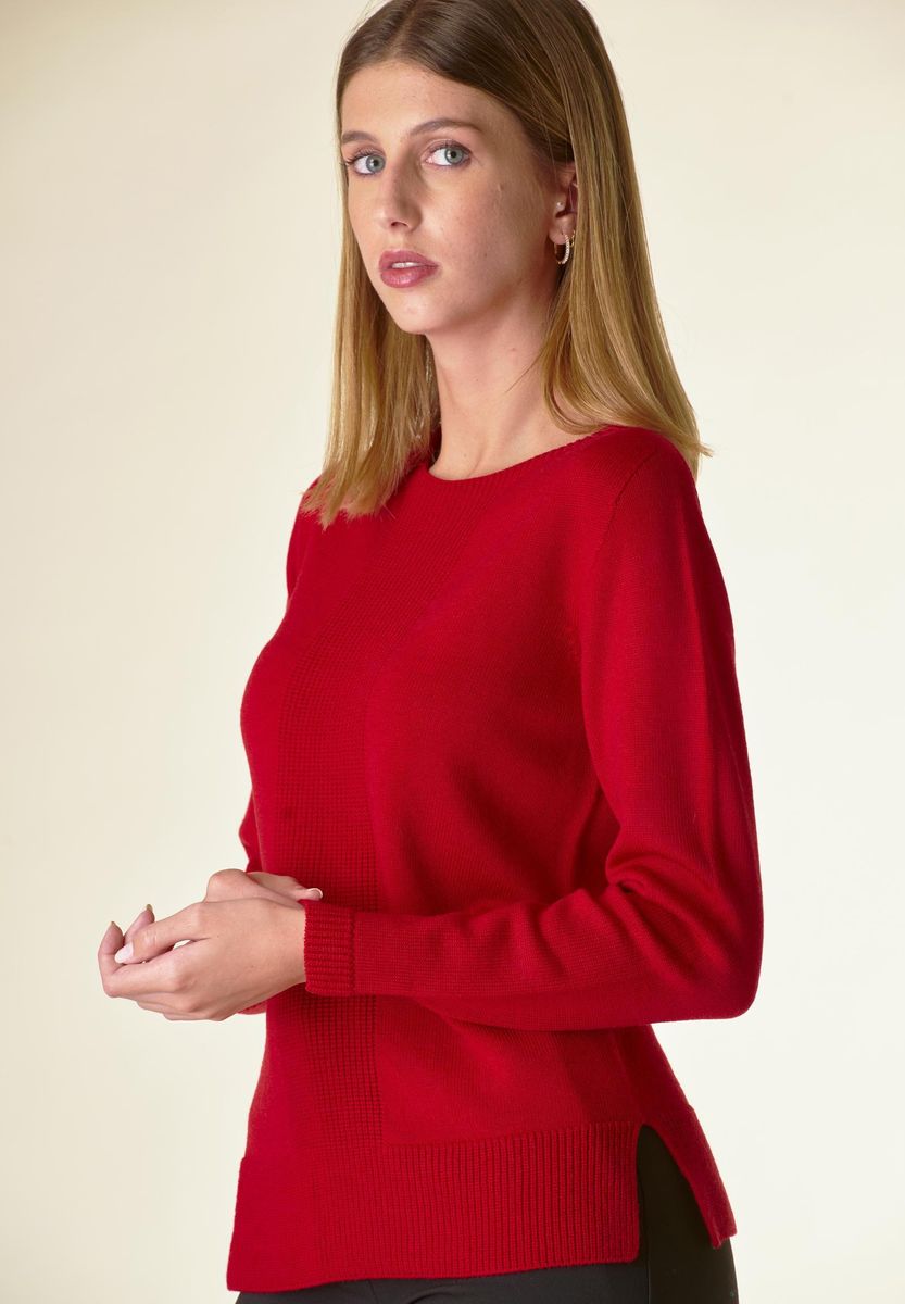 Angelico Maglia Rossa Motivo Centrale Costa Lana-Gatto