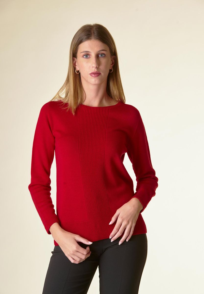 Angelico Maglia Rossa Motivo Centrale Costa Lana-Gatto