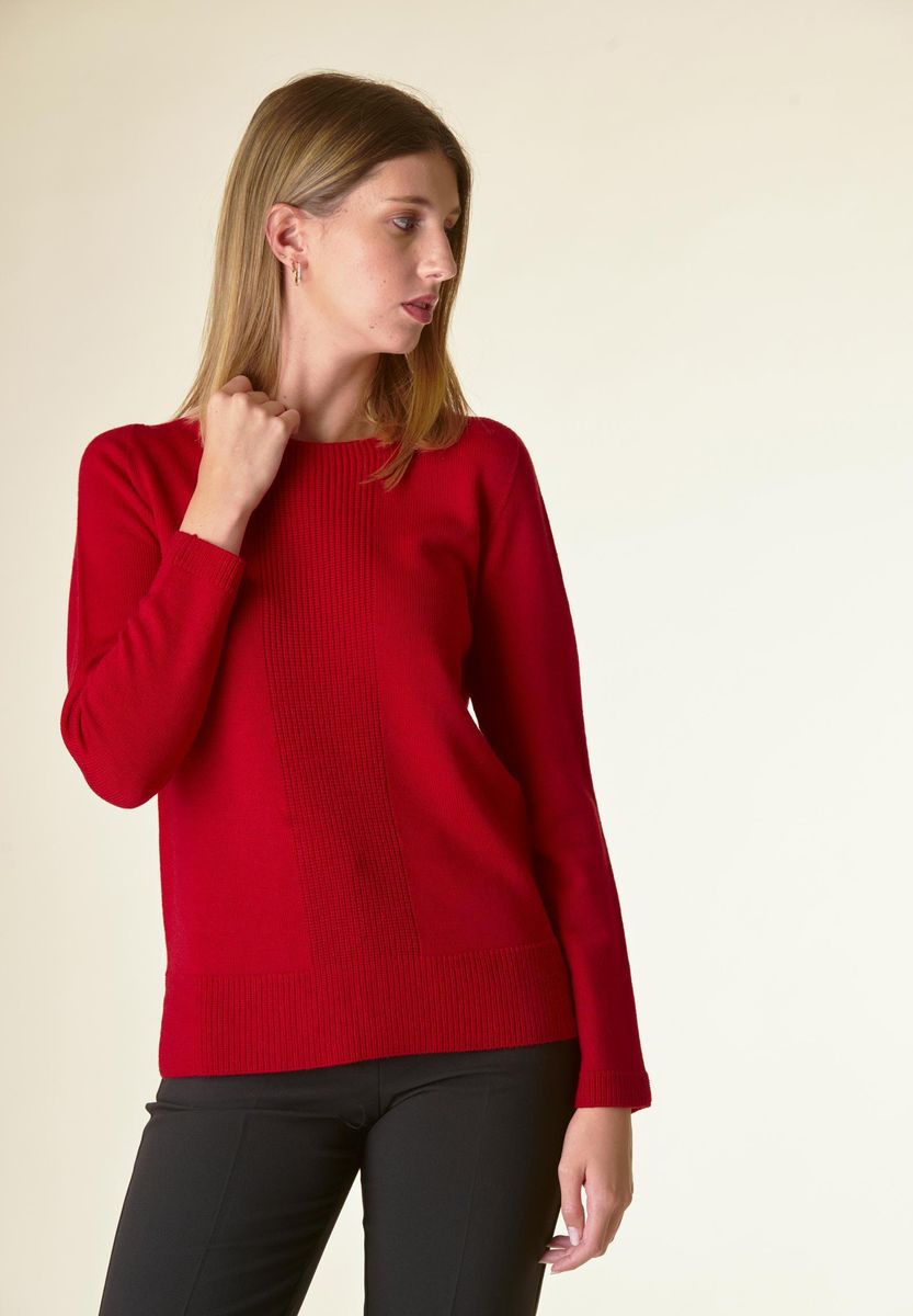 Angelico Maglia rossa motivo centrale costa Lana-Gatto