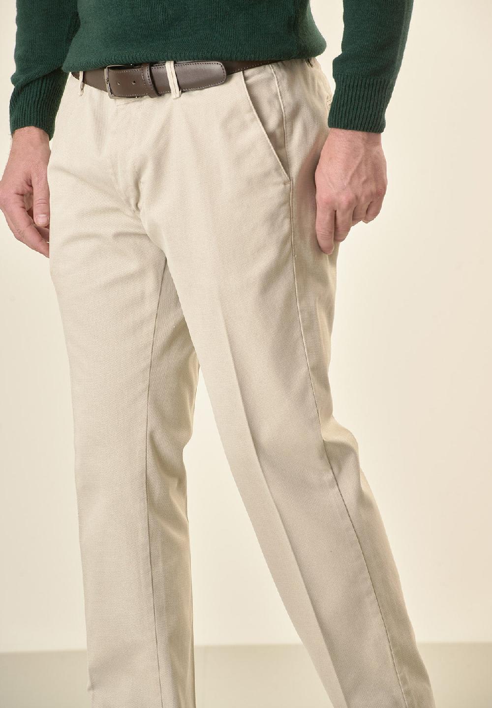 Angelico Pantalone Avorio Armatura Cotone Stretch Slim Fit