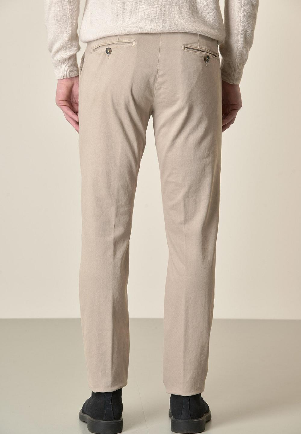 Angelico Pantalone Beige Gabardina Cotone Stretch Slim Fit