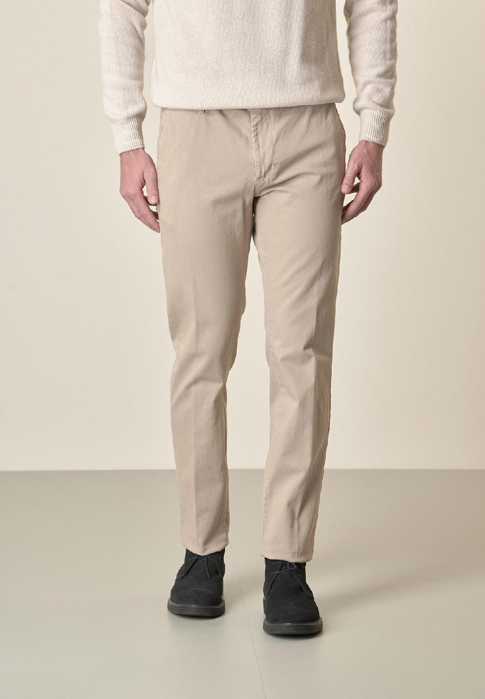 Angelico Pantalone beige gabardina cotone stretch slim fit