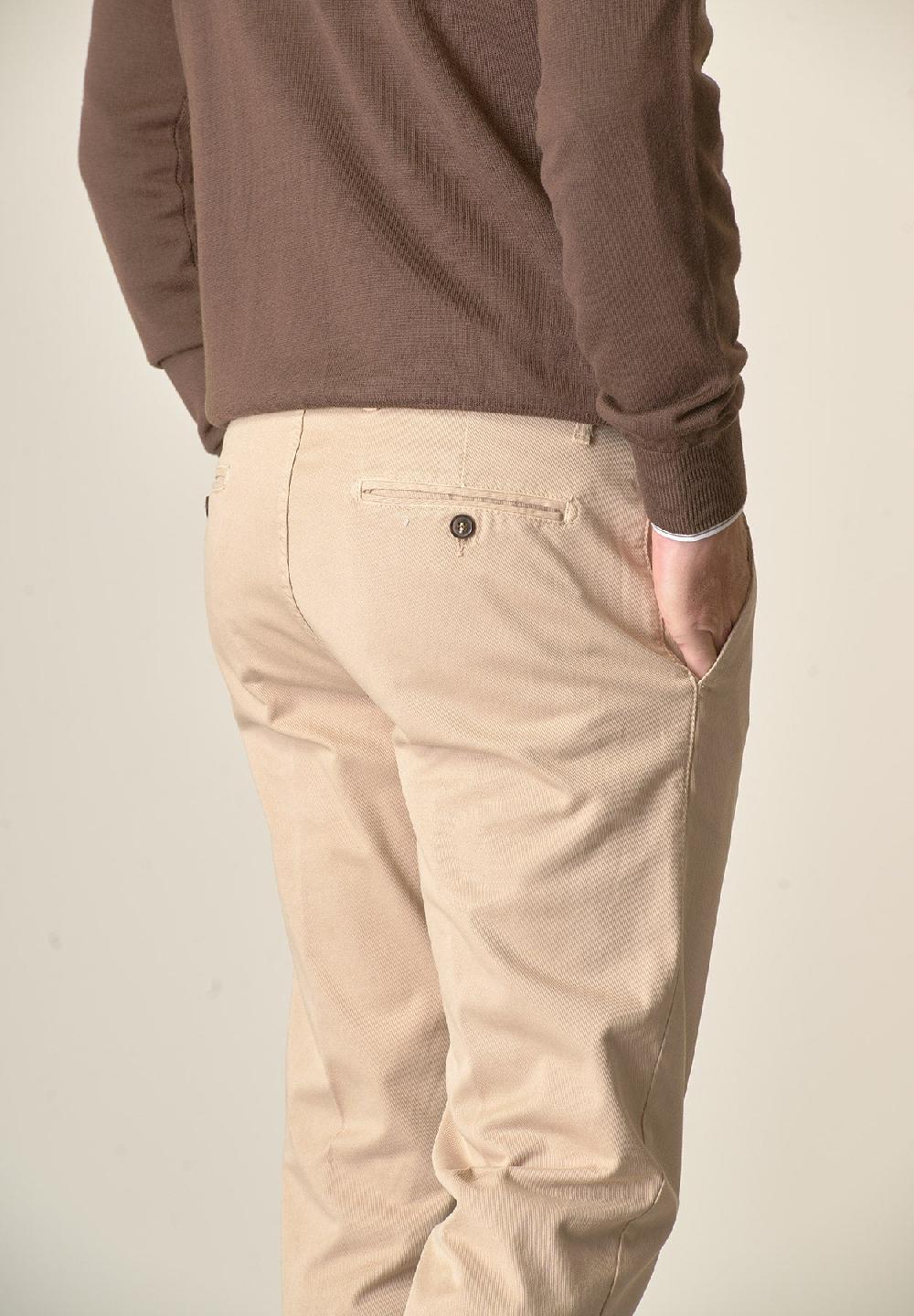 Angelico Pantalone Beige Tricotina Cotone Stretch Regular Fit