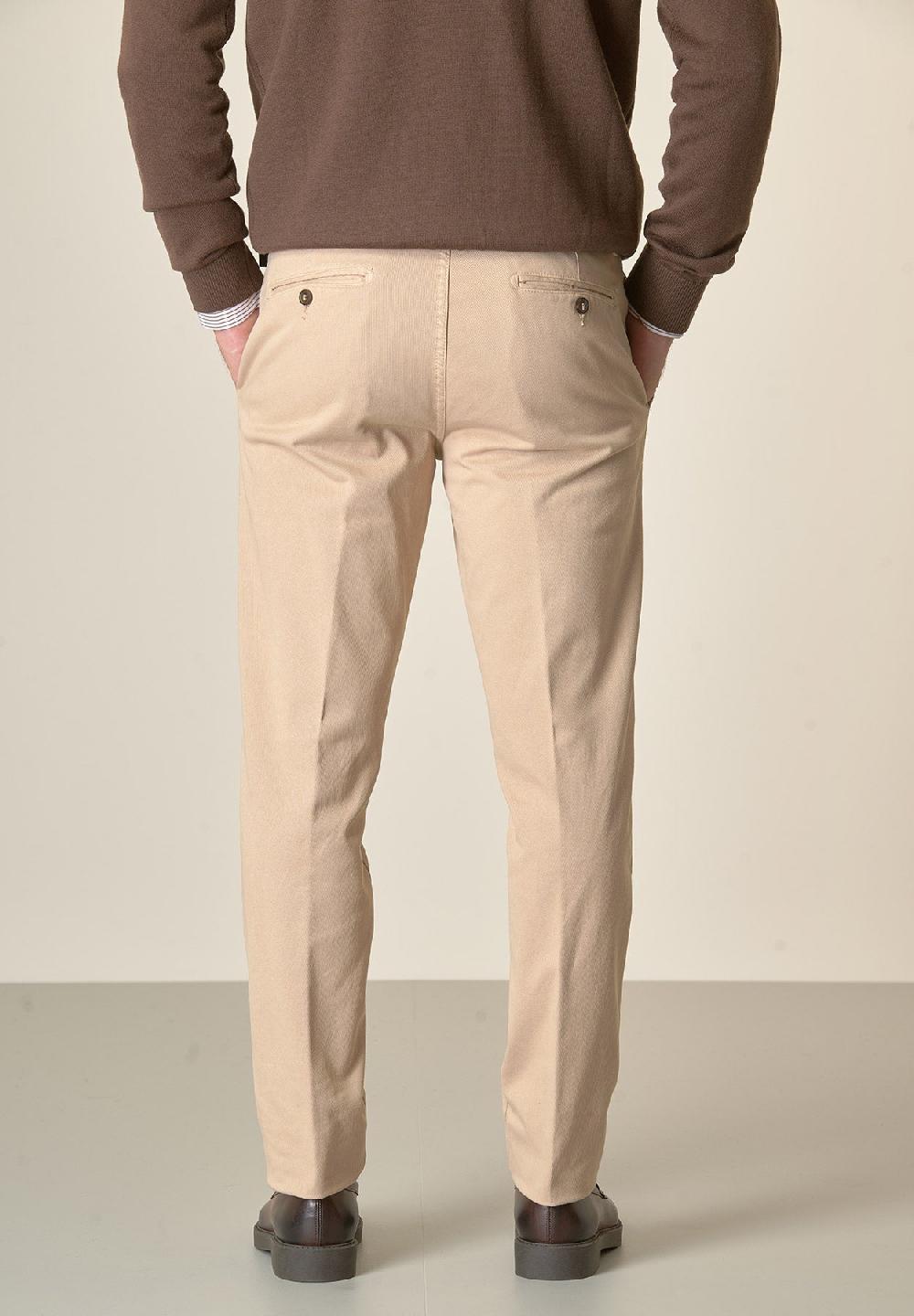Angelico Pantalone Beige Tricotina Cotone Stretch Regular Fit