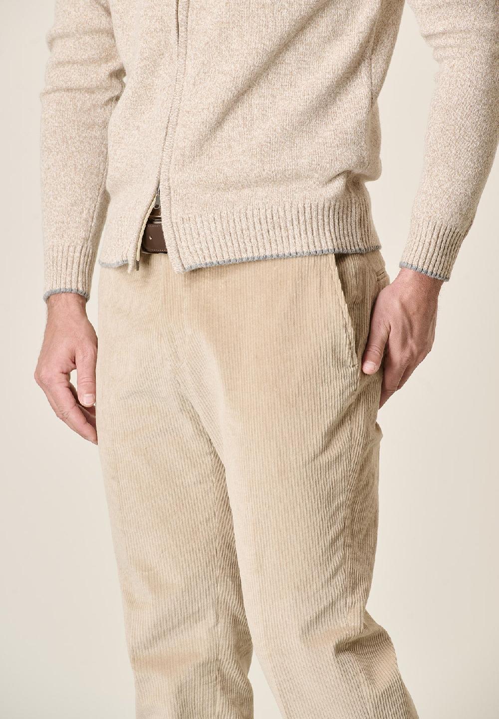 Angelico Pantalone Beige Velluto Coste Larghe Custom Fit