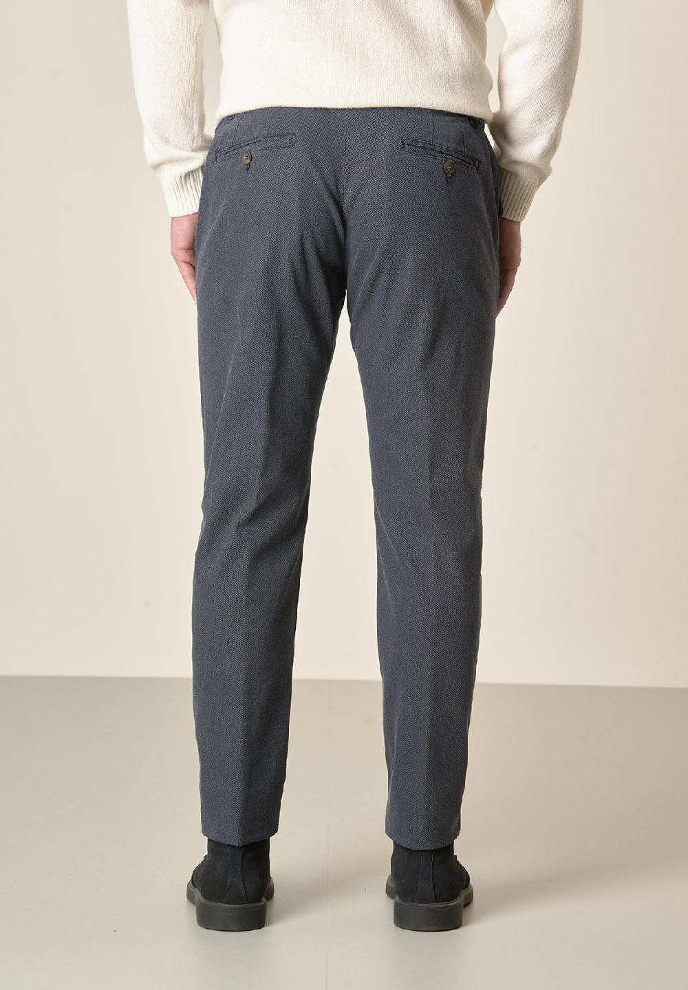 Angelico Pantalone Blu Armatura Cotone Stretch Slim Fit