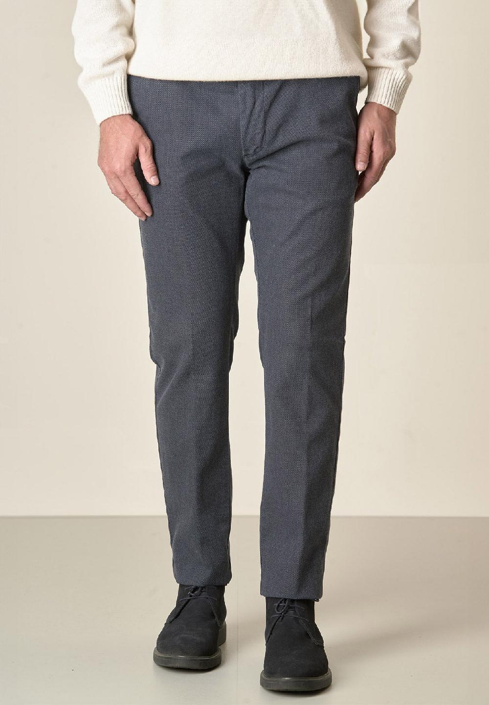 Angelico Pantalone blu armatura cotone stretch slim fit