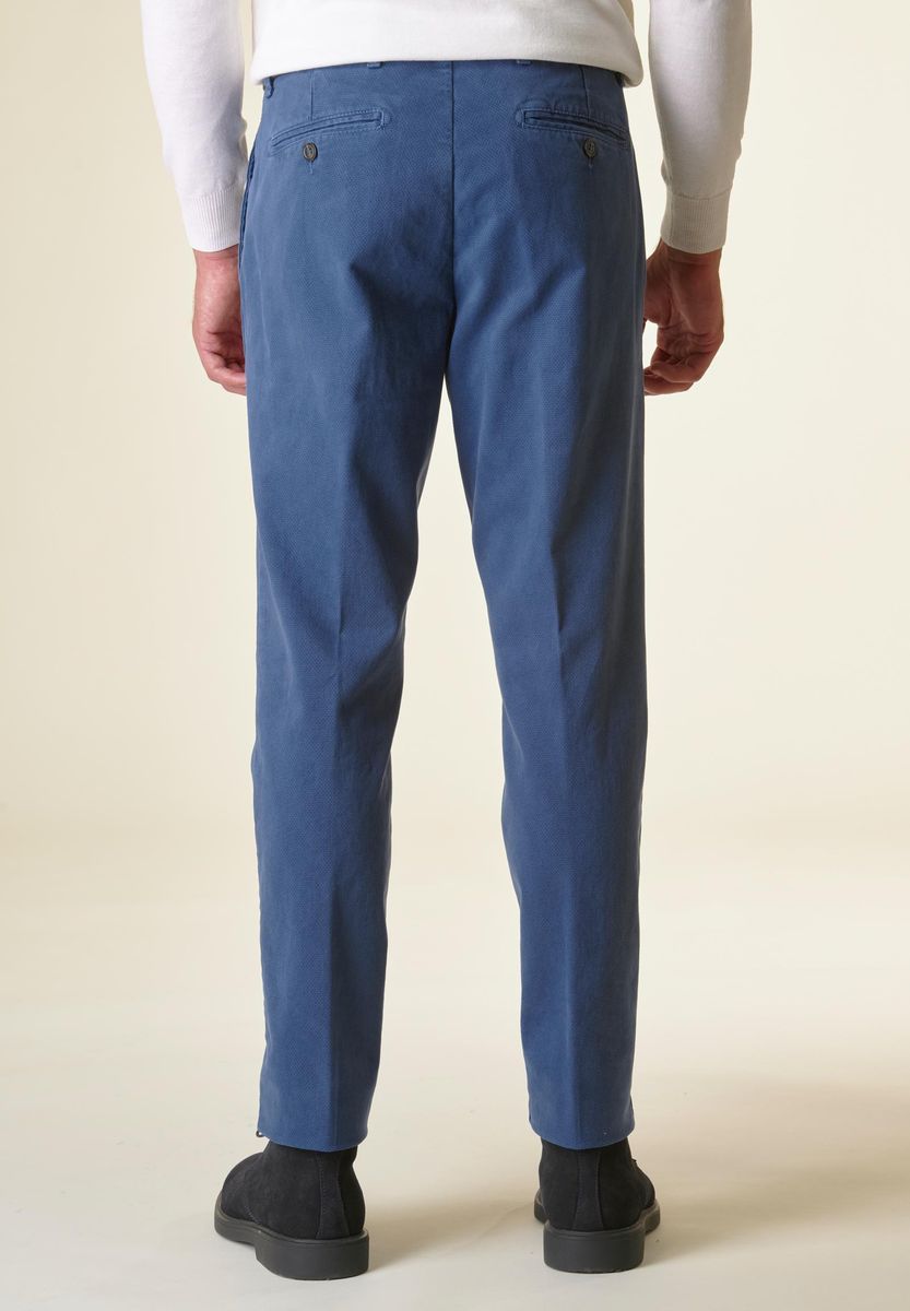 Angelico Pantalone Blu Chiaro Cotone Micro-stampa Regular