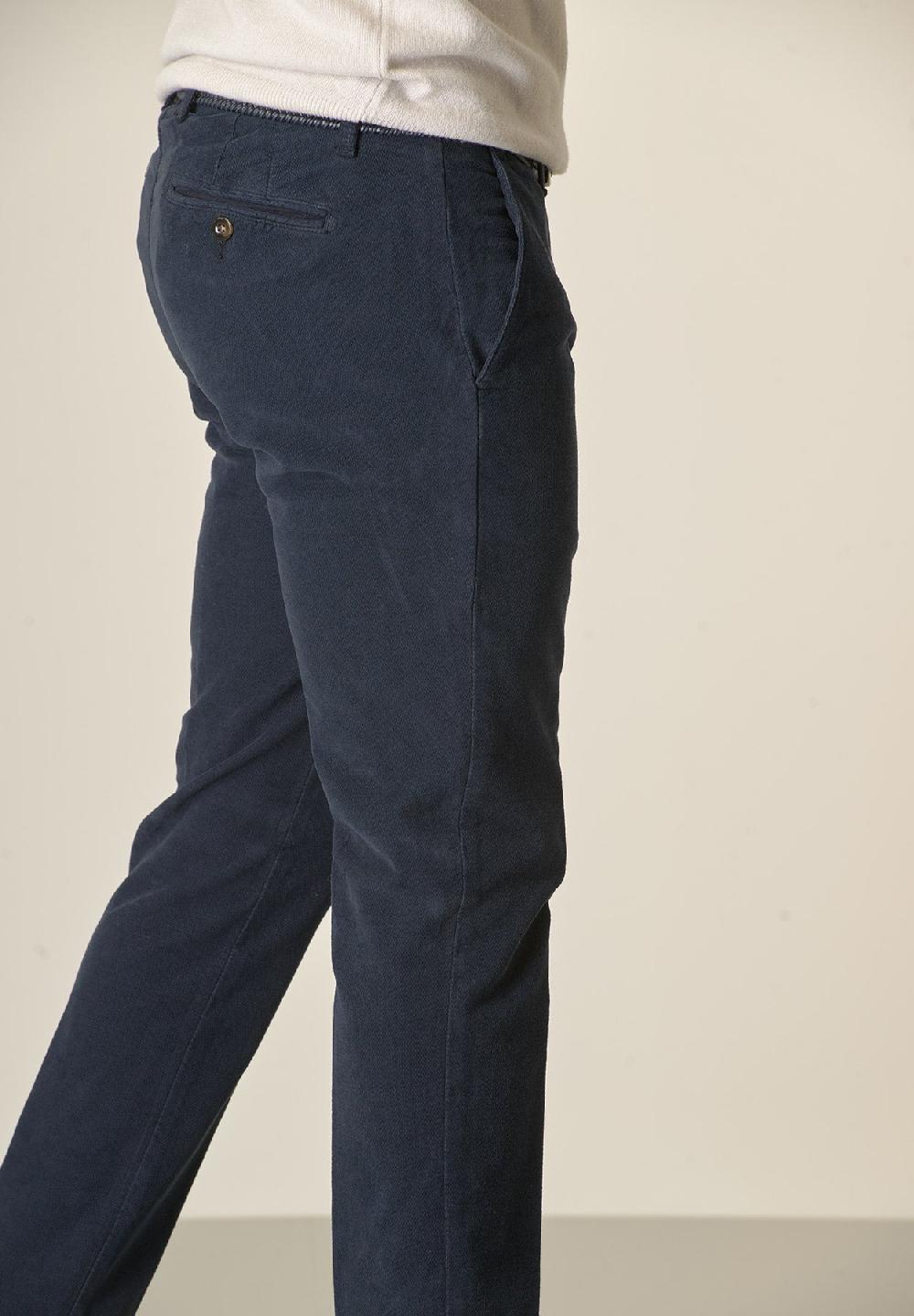 Angelico Pantalone Blu Fustagno Jacquard Cotone Slim Fit