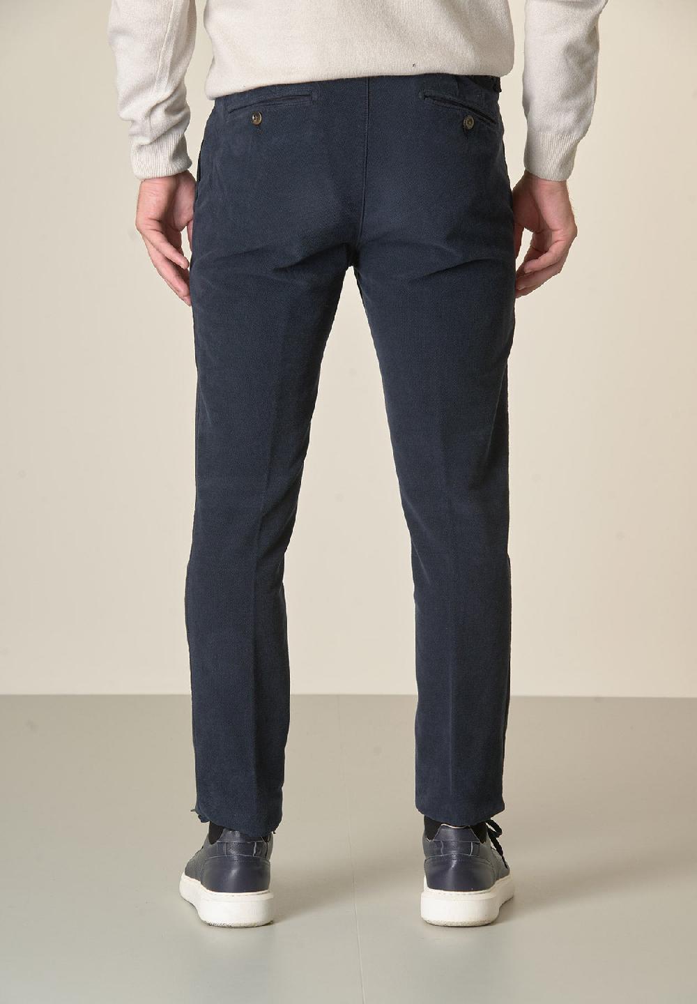 Angelico Pantalone Blu Fustagno Jacquard Cotone Slim Fit