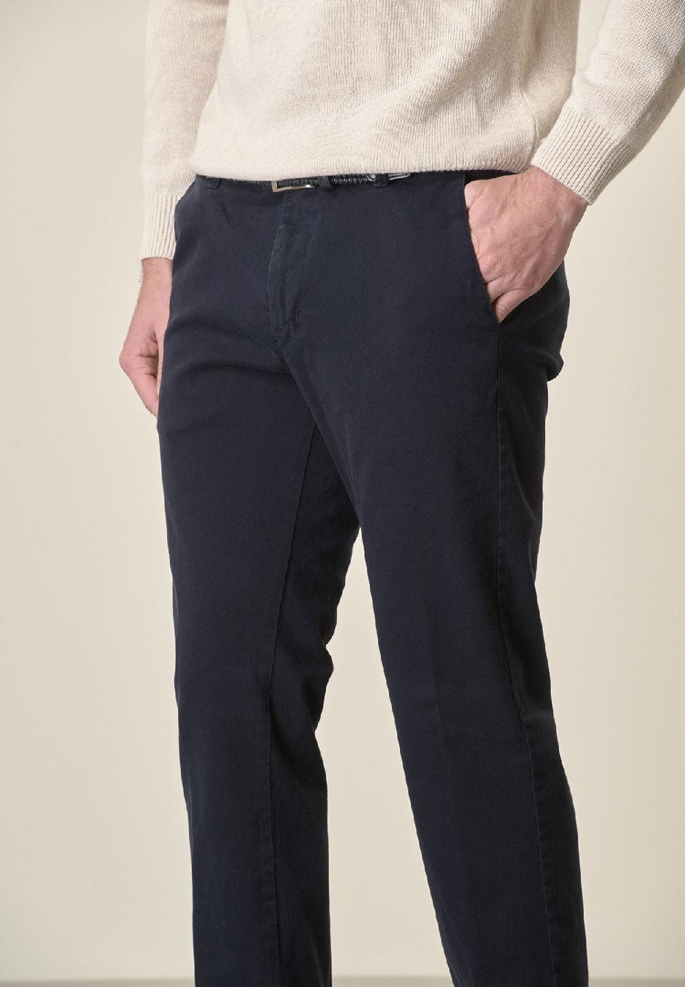 Angelico Pantalone Blu Gabardina Cotone Stretch Slim Fit