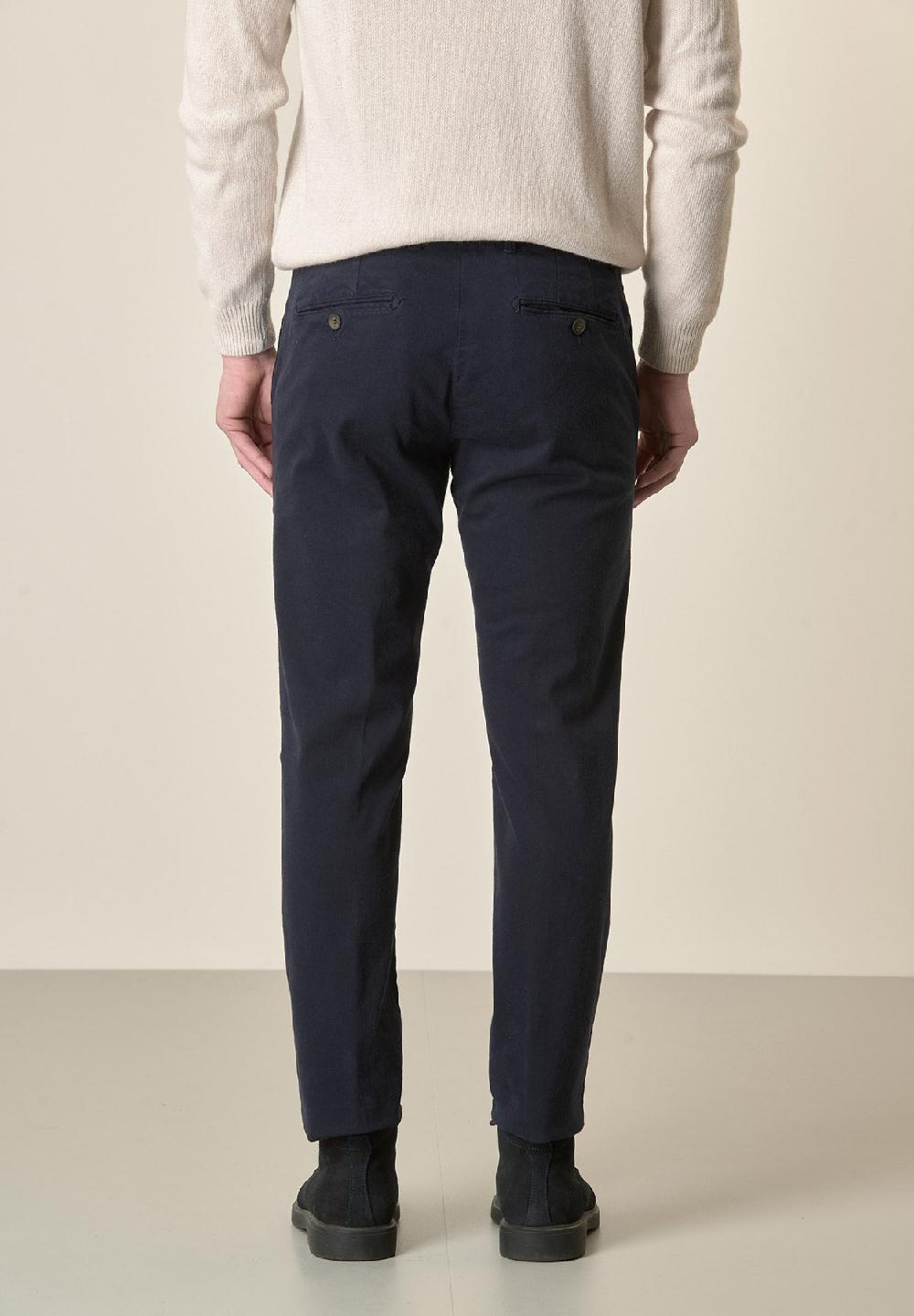 Angelico Pantalone Blu Gabardina Cotone Stretch Slim Fit