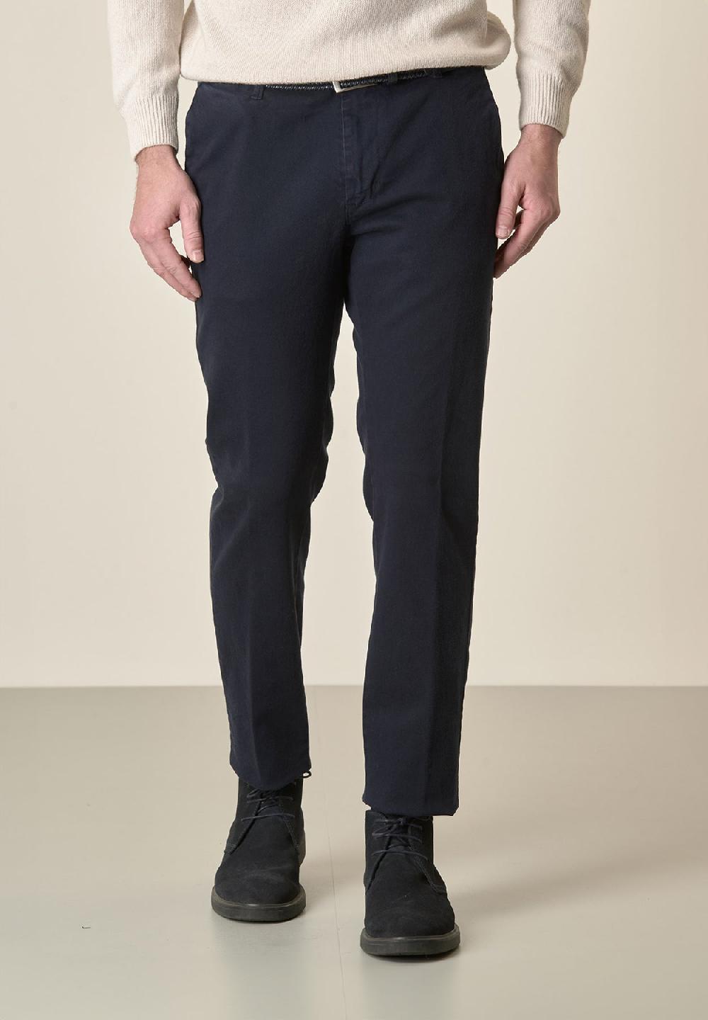 Angelico Pantalone blu gabardina cotone stretch slim fit