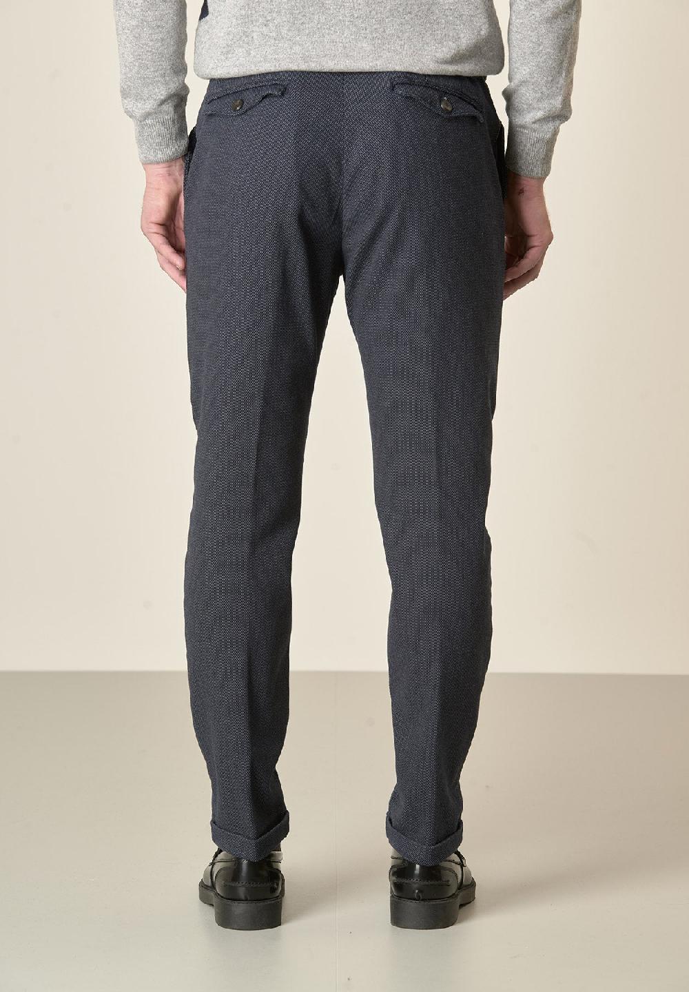 Angelico Pantalone Blu Microdisegno Doppia Pinces Slim Fit