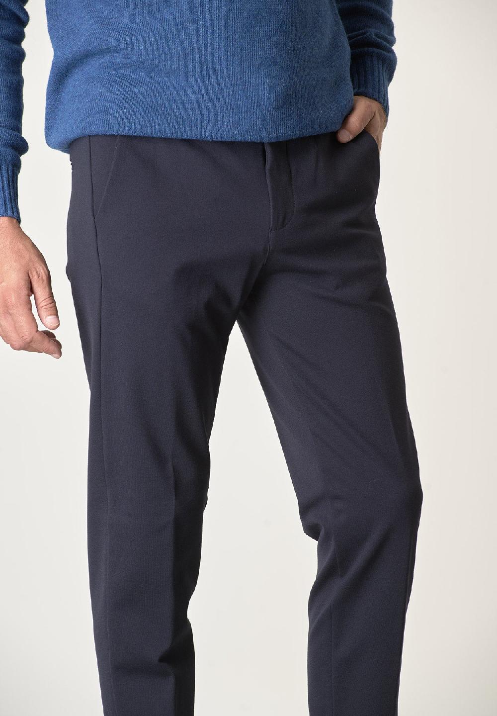 Angelico Pantalone Blu Punto Milano Con Coulisse Slim Fit