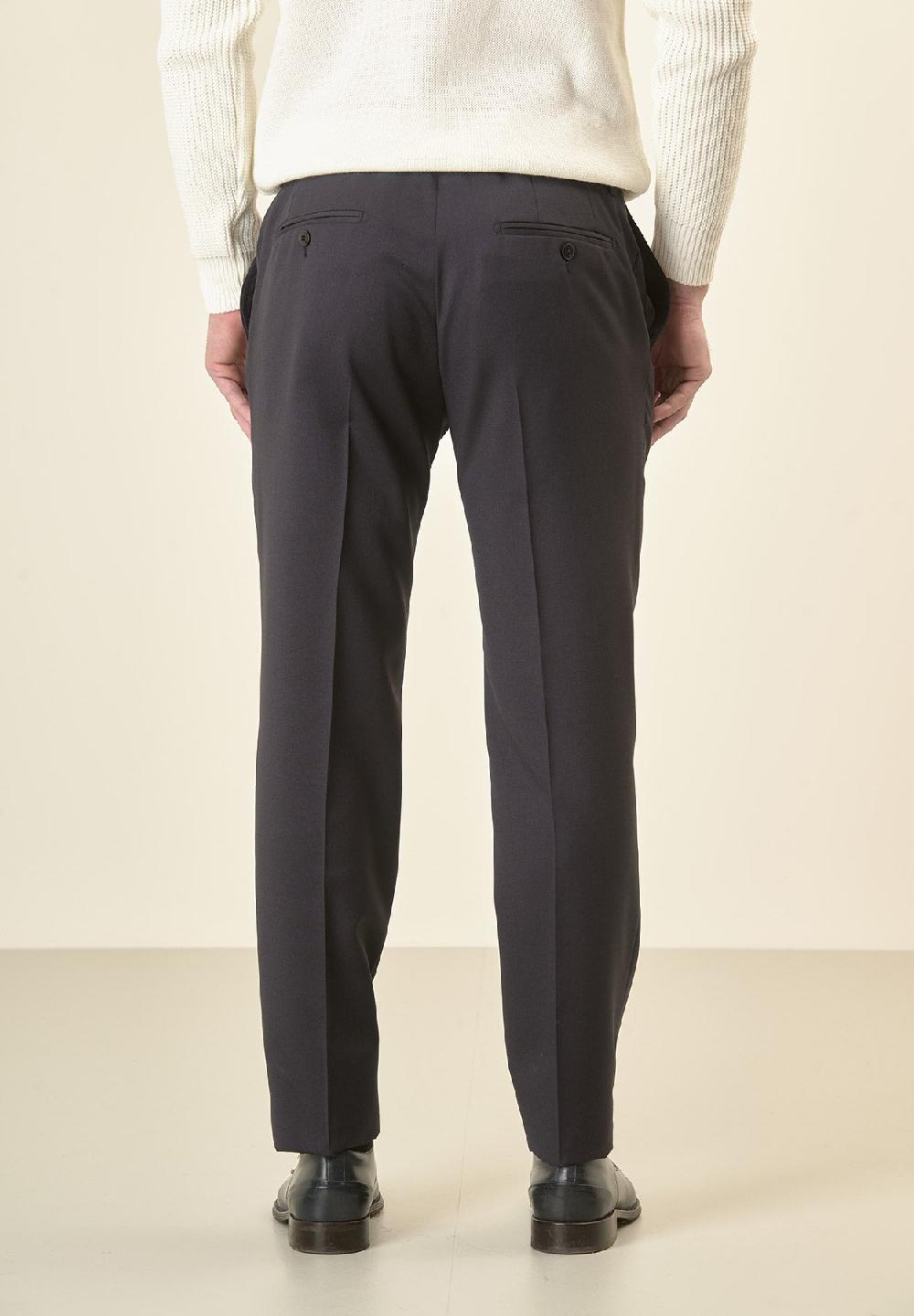 Angelico Pantalone Blu Sallia Lana Vergine Stretch Custom Fit