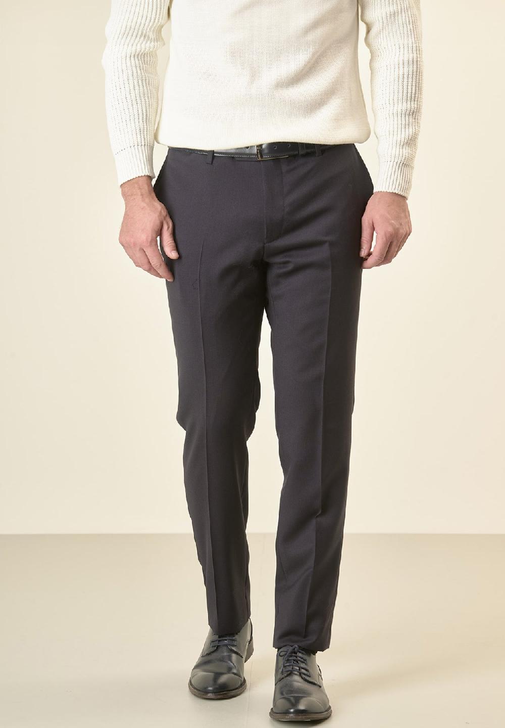 Angelico Pantalone blu sallia lana vergine stretch custom fit