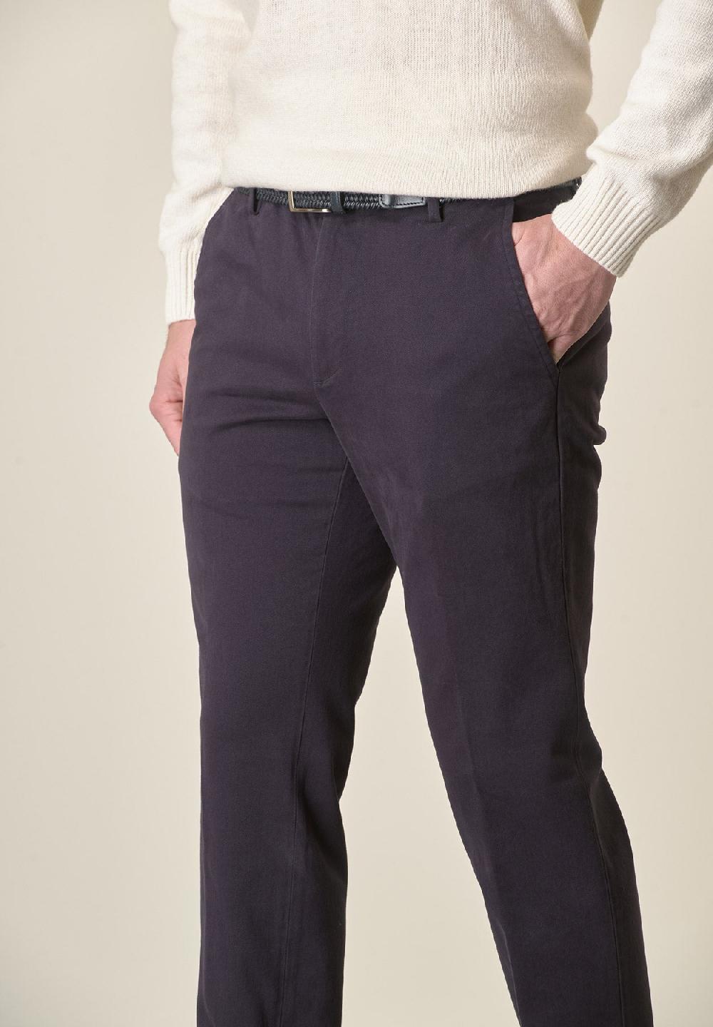 Angelico Pantalone Blu Sartoriale Gabardina Cotone Regular Fit