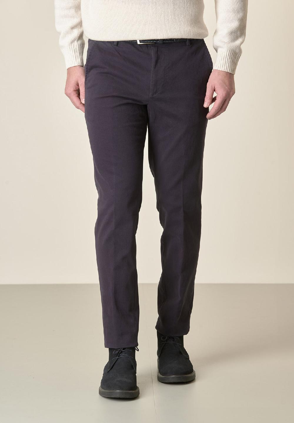 Angelico Pantalone blu sartoriale gabardina cotone regular fit