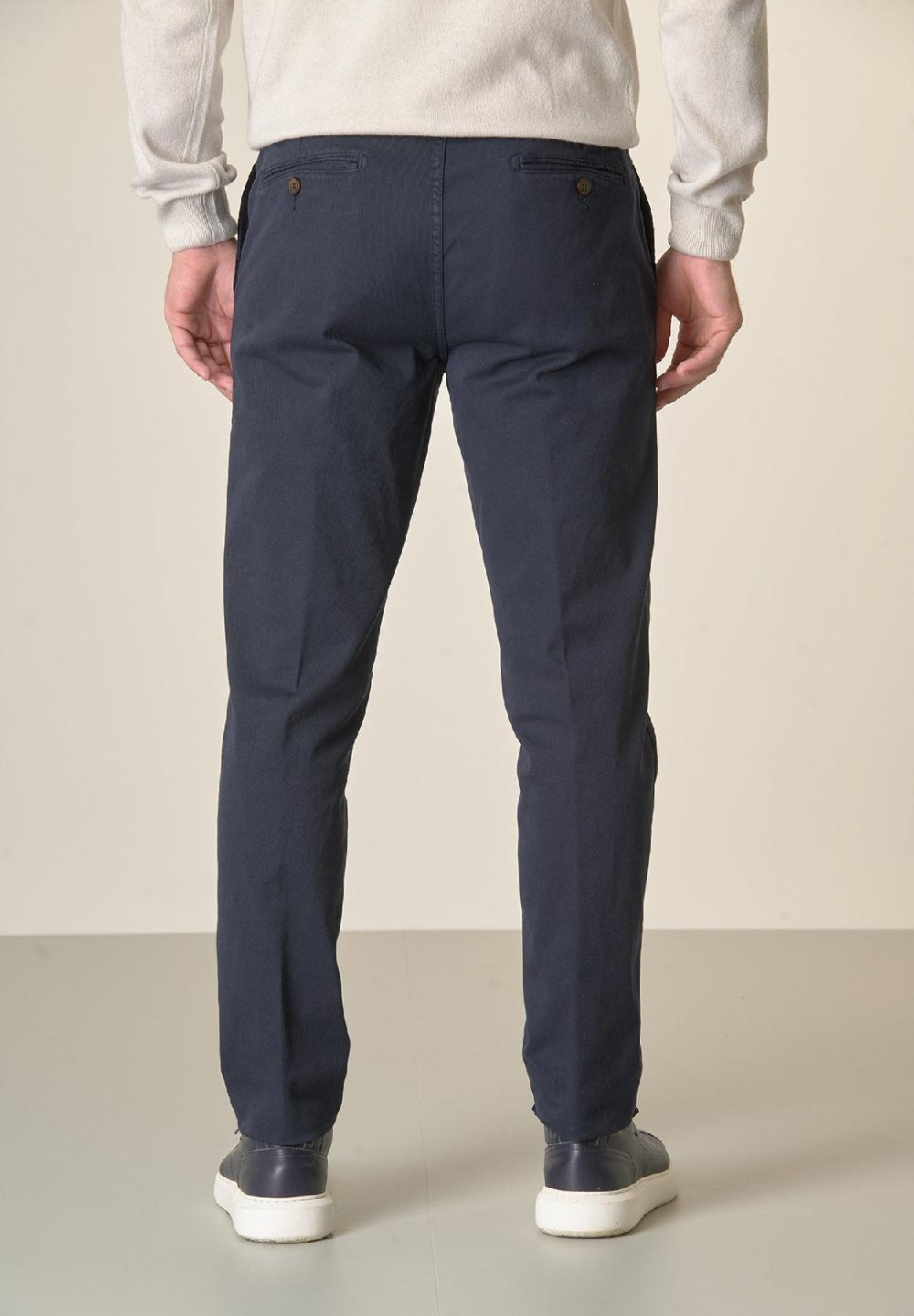 Angelico Pantalone Blu Tricotina Cotone Stretch Regular Fit