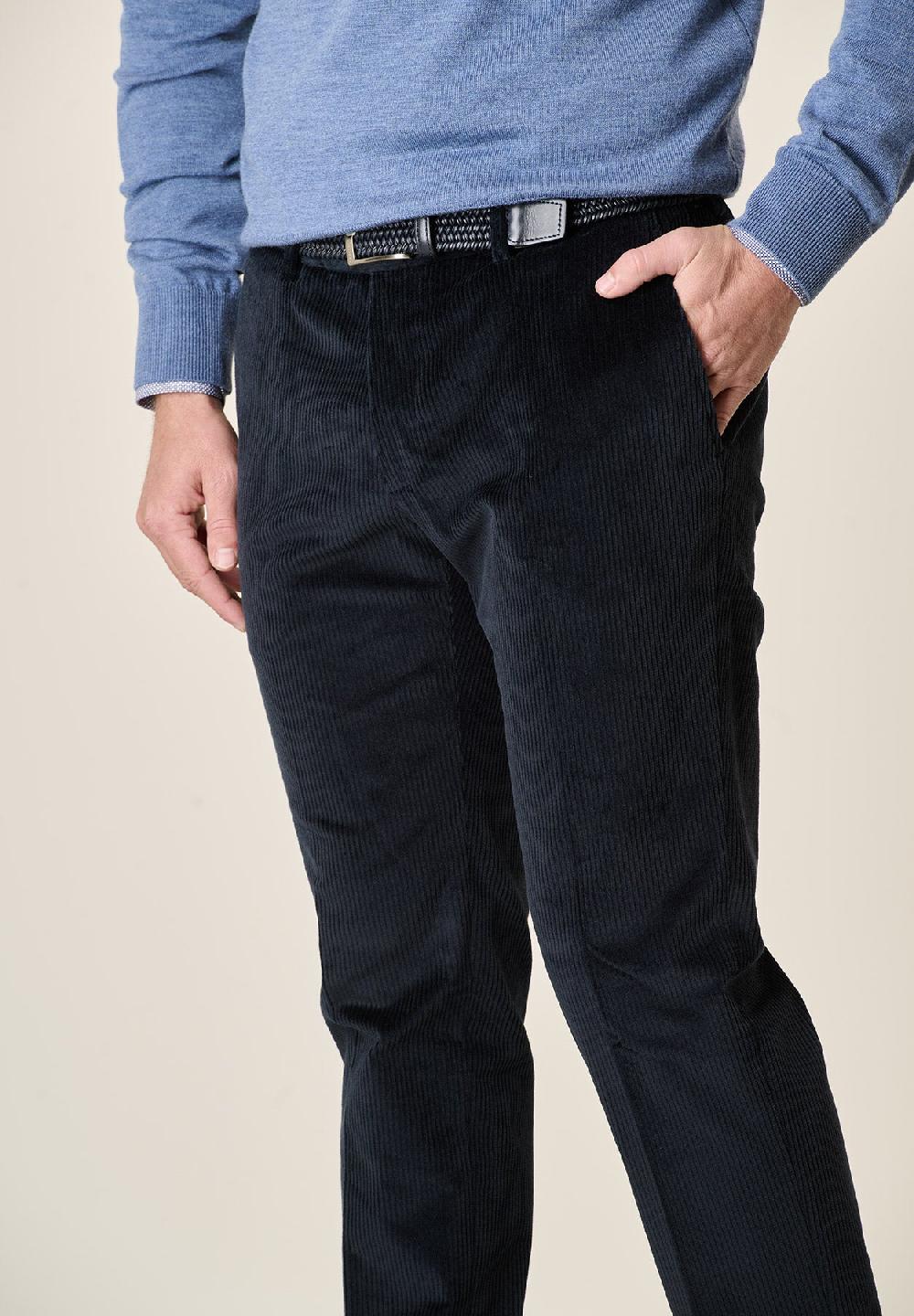 Angelico Pantalone Blu Velluto Coste Larghe Custom Fit