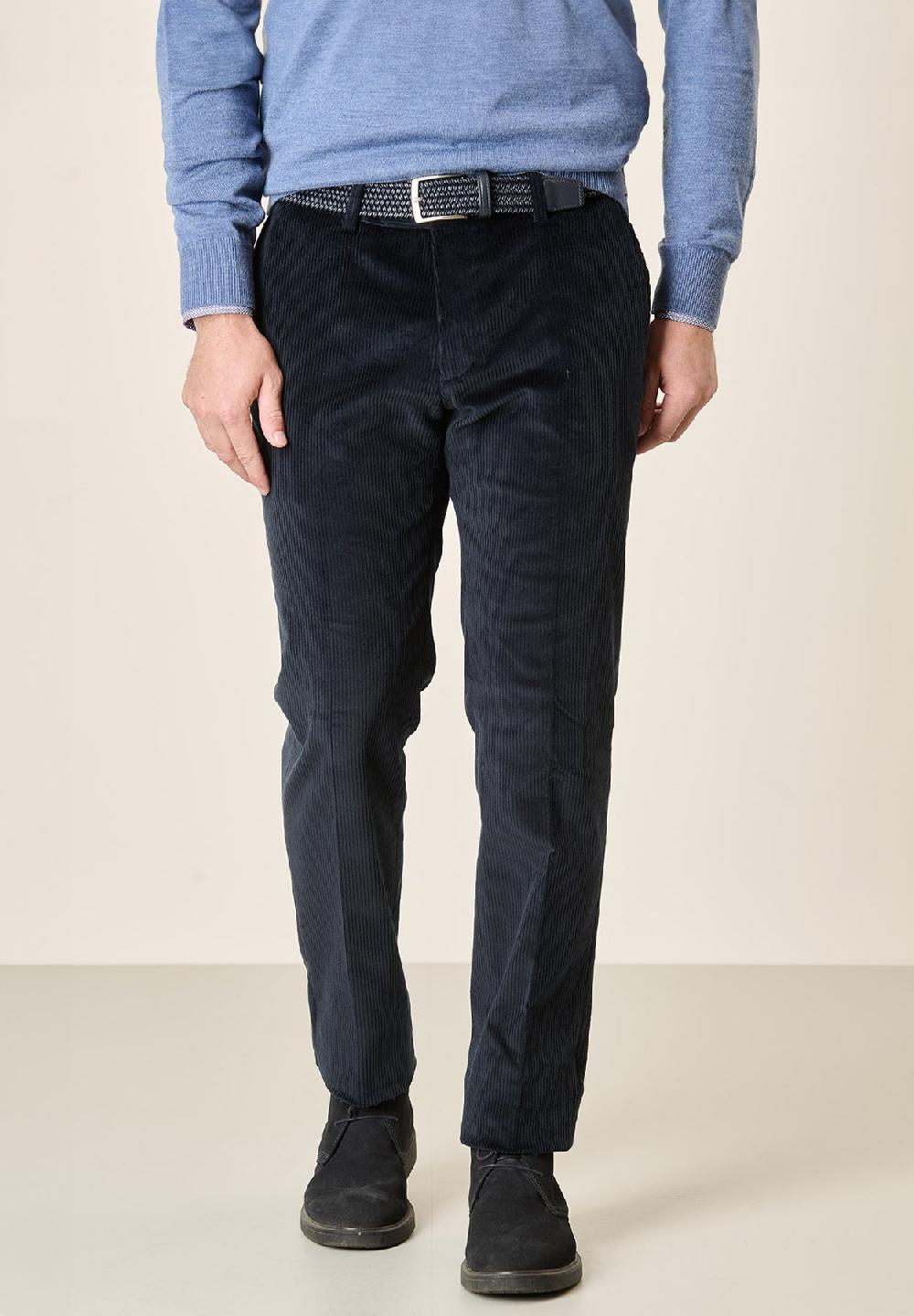 Angelico Pantalone blu velluto coste larghe custom fit